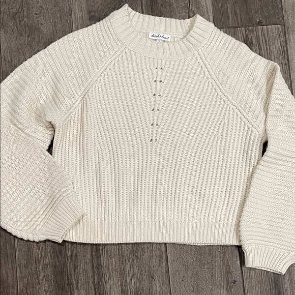 NWT Derek Heart Cream Knit Crop Boho Sweater - Picture 1 of 3